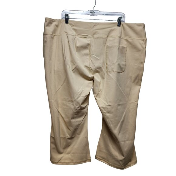 Beige Plus Size Womens Cropped Stretch Pull-On Pants 5XL - Picture 3 of 5